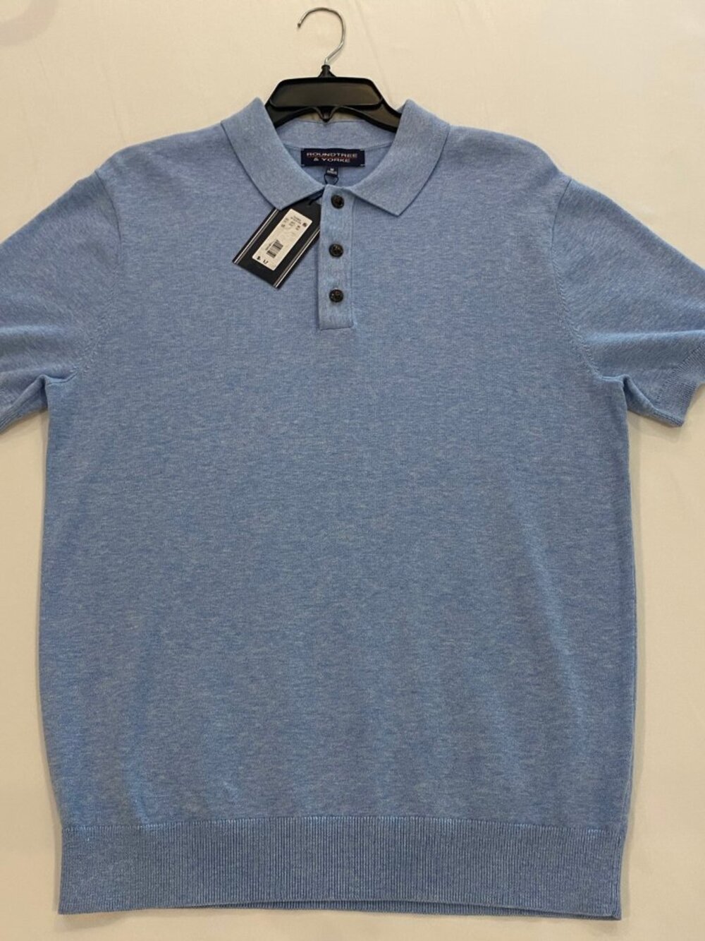 ROUNDTREE & YORKE Men's Short Sleeve Knit Sweater Polo Shirt NWT Medium Blue